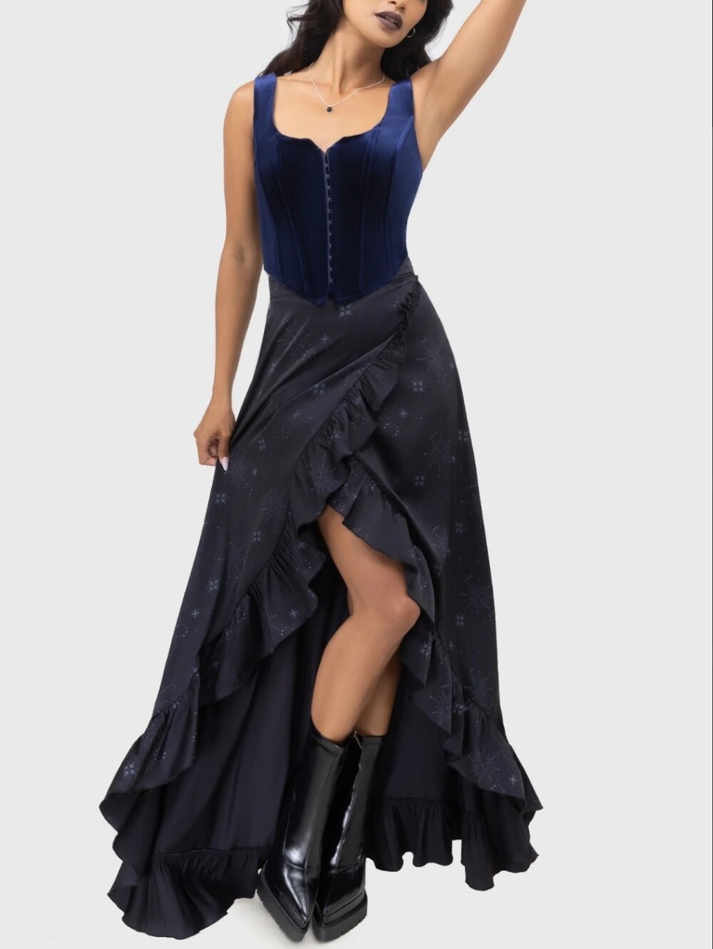 Killstar Black Ruffled Asymmetrical Skirt - Picture 2 of 6